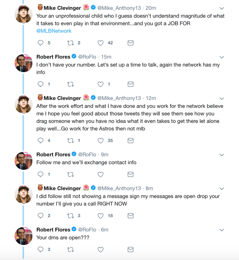 Illustration for article titled Mike Clevinger Is Just Ridiculously Angry At Robert Flores For Sharing A Silly Video